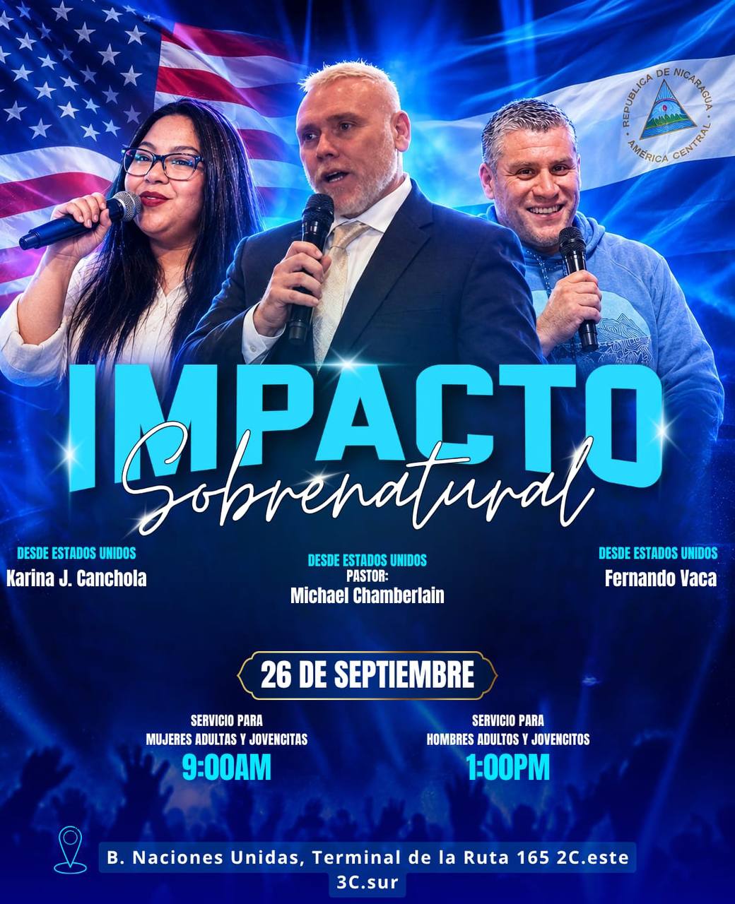 Impacto Sobrenatural ministry event announcement in Nicaragua